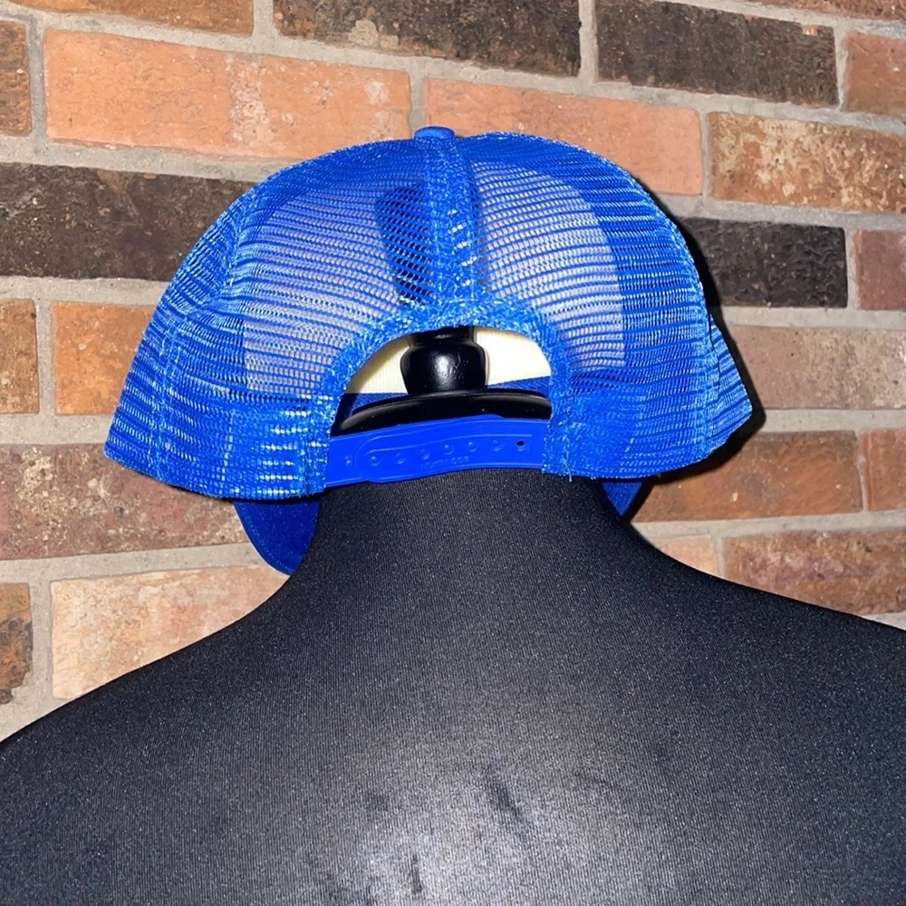 Blue and White Trucker‎ Hat with Floral Design